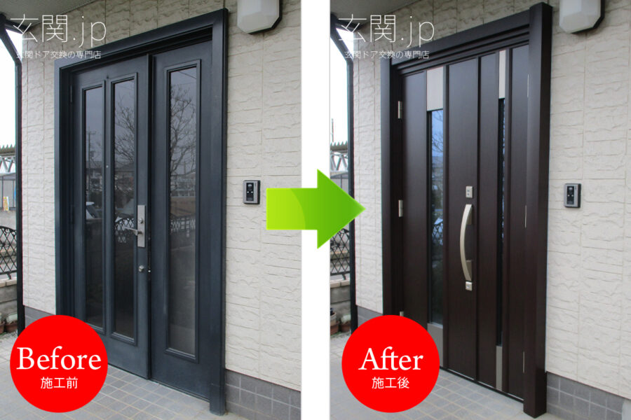 千葉県Ｔ様邸三協アルミノバリス【Ａ11】親子ドアディープマホガニー＊積水ハウス