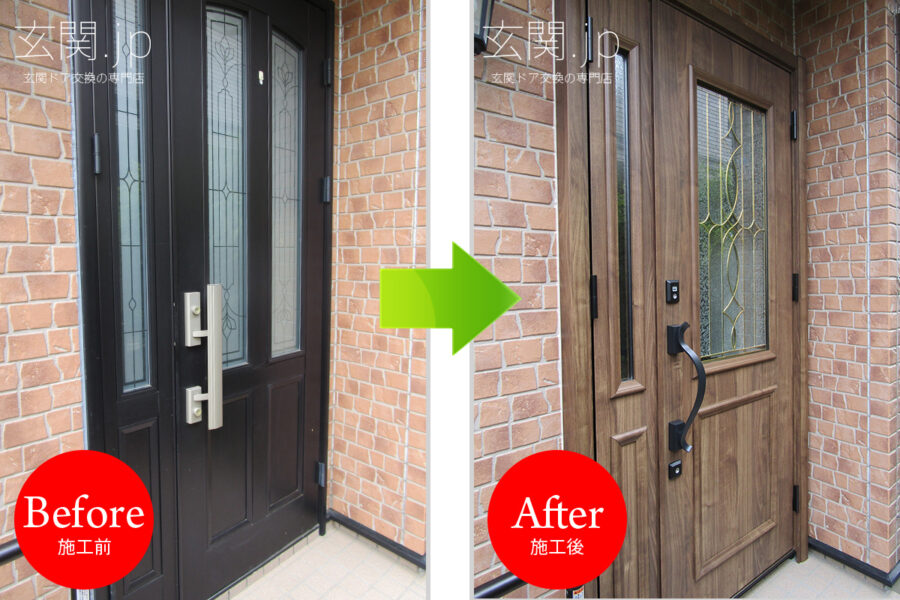 神奈川県S様邸ノバリス【C15】ステンドグラス親子ドアスモークナット