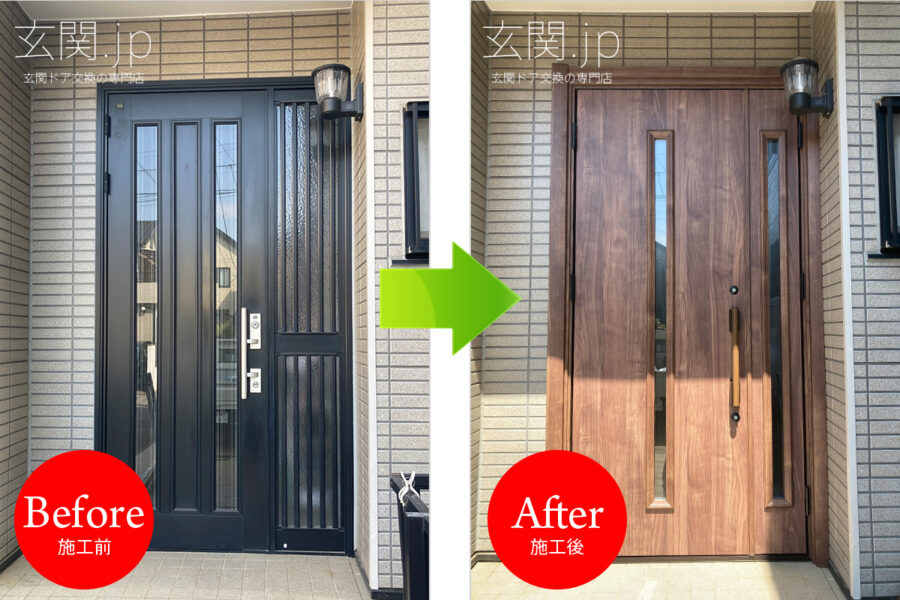 埼玉県E様邸三協アルミノバリス【A81】親子ドアスモークナット