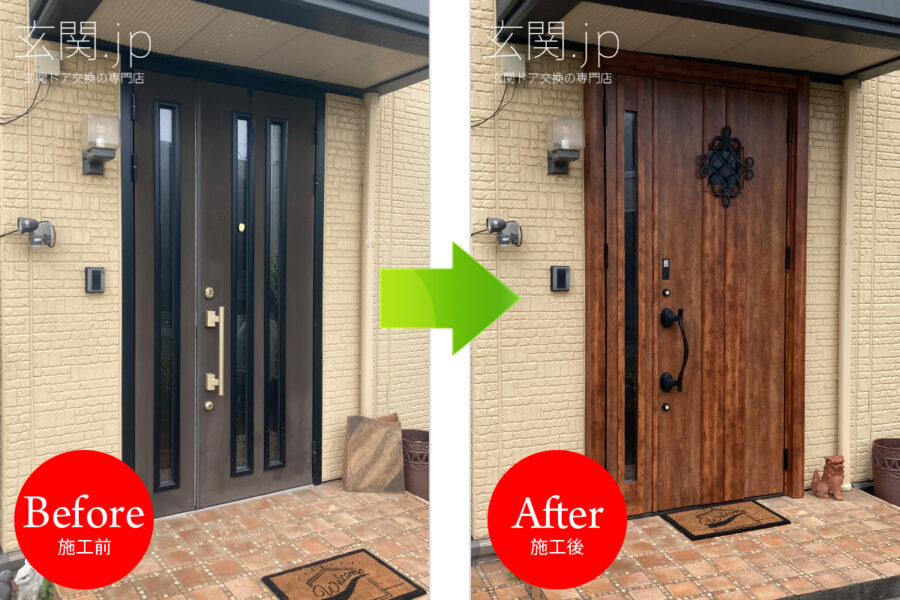 神奈川県M様邸リクシルリシェント3【D77】親子ドアハンドダウンチェリー＊セキスイハイム